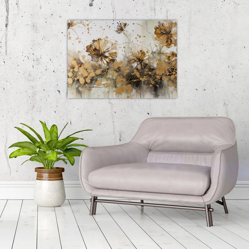 Obraz na szkle - Abstrakcyjny kwiatowy obraz (70x50 cm)
