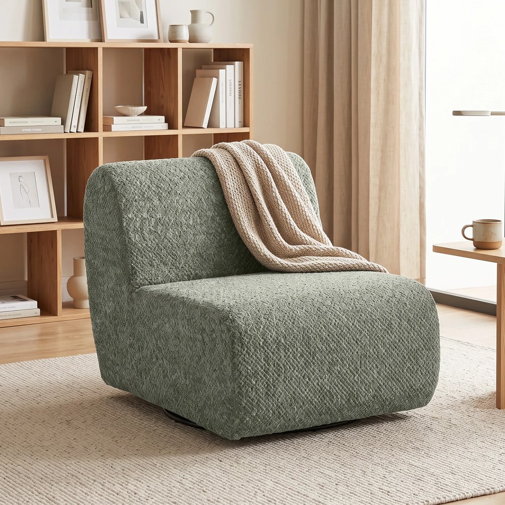 HOMCOM Fotel obrotowy lounge w stylu Chenille, szerokie siedzisko, do salonu i sypialni, Szary | Aosom PL