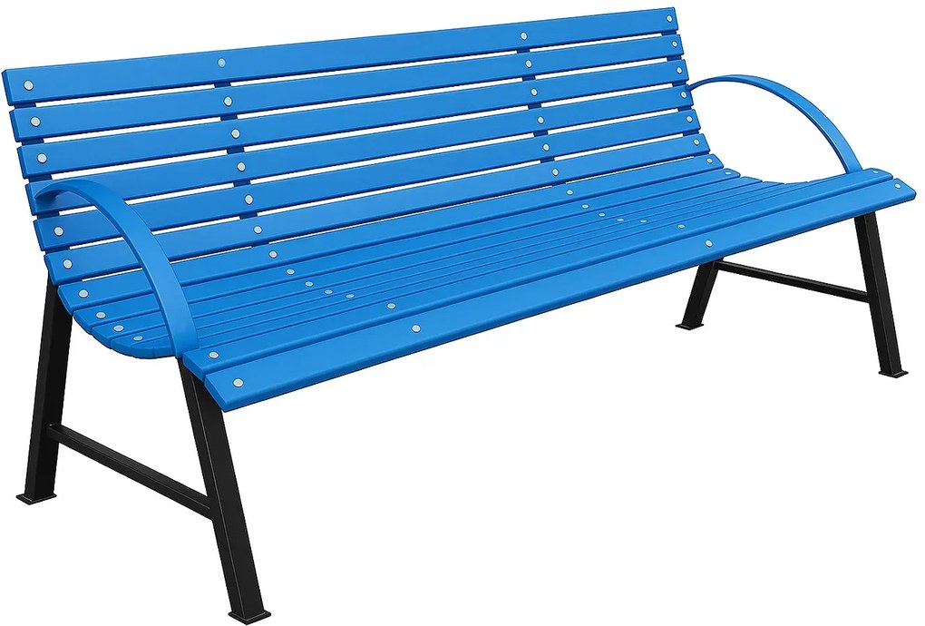 Niebieska ławka ogrodowa z oparciem 150 cm W1-A42