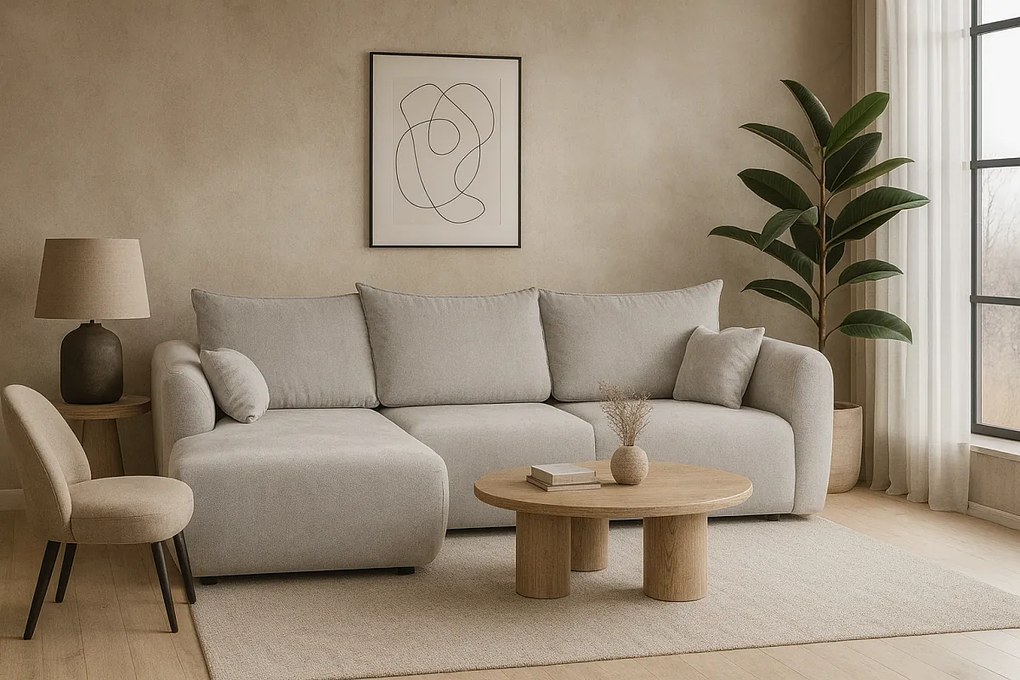 DALLAS – narożnik rozkładany lewy  255x165 cm, Raven 06 jasnoszary