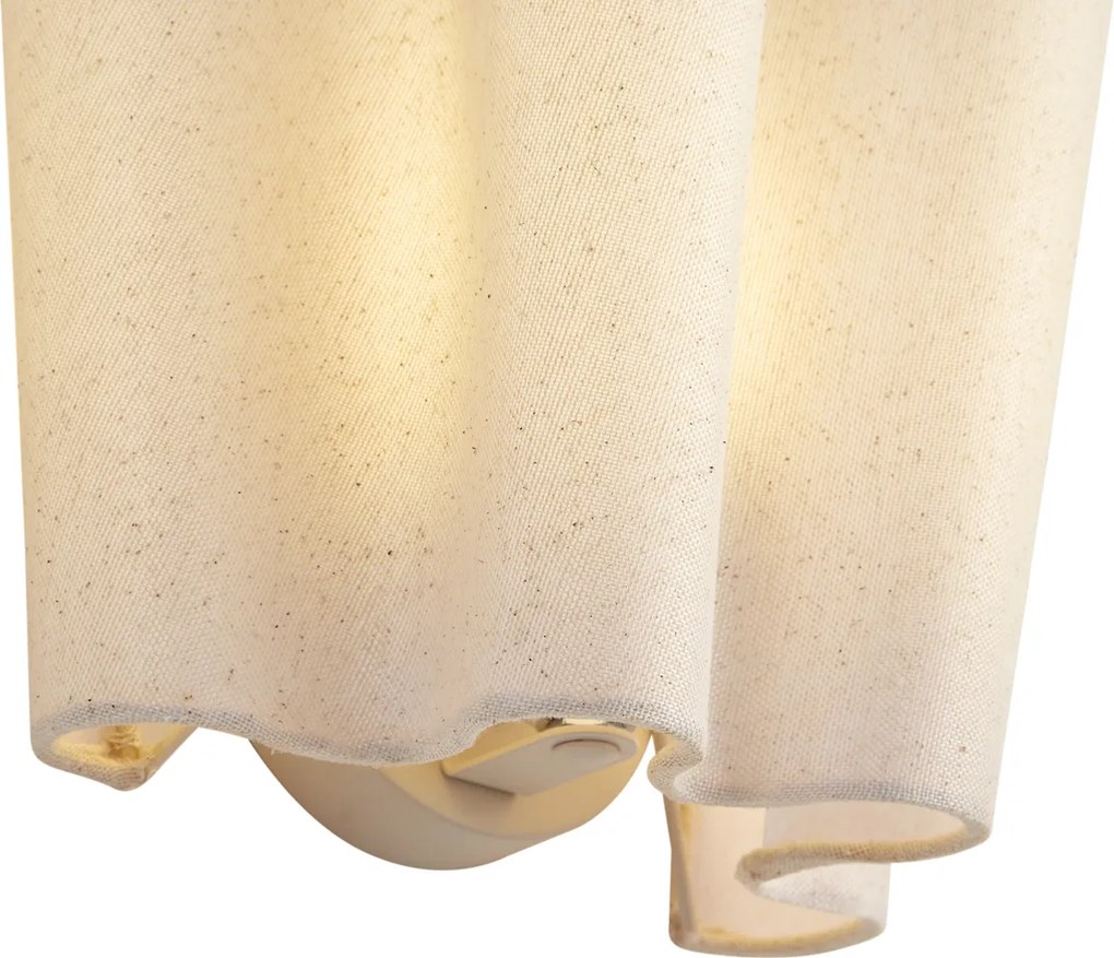 Lampa ścienna Japandi beżowa lniana 20 cm - Oyster