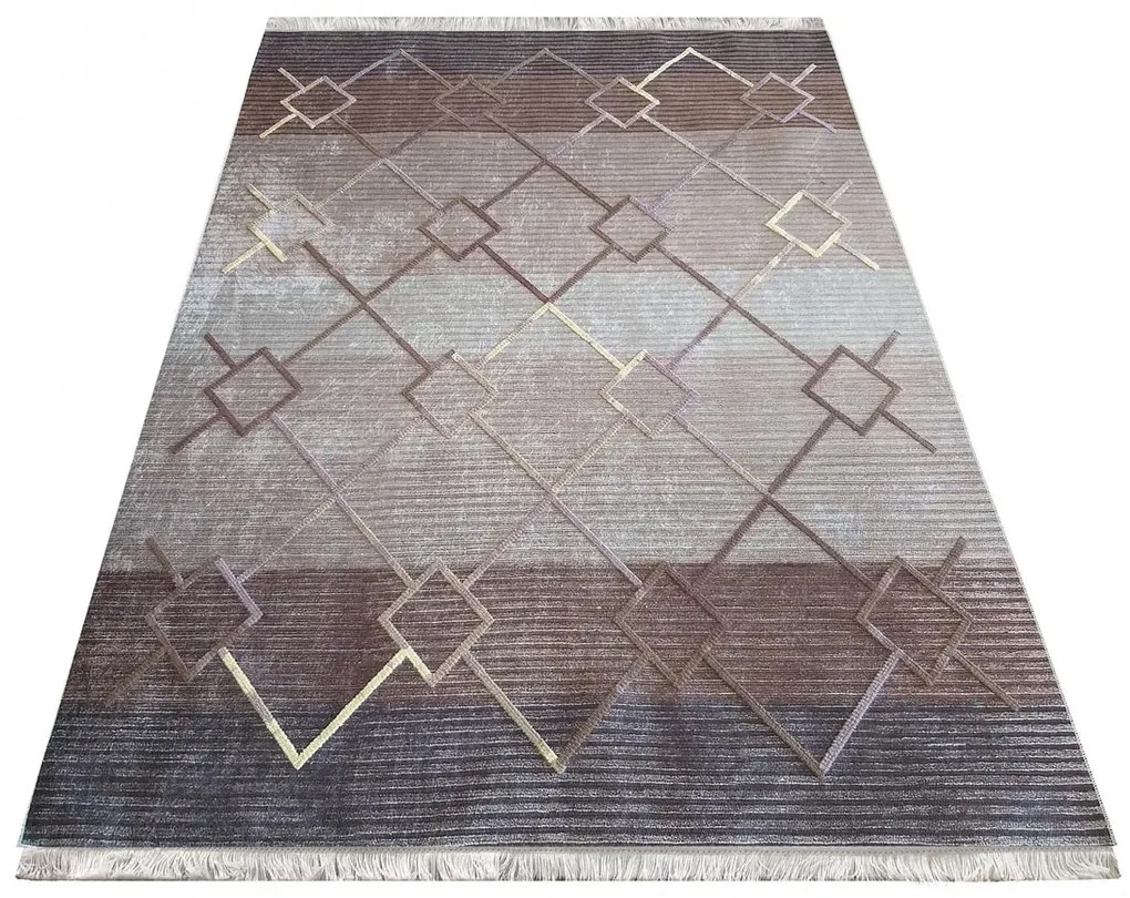 Brązowy bawełniany dywan z frędzlami A8-A36