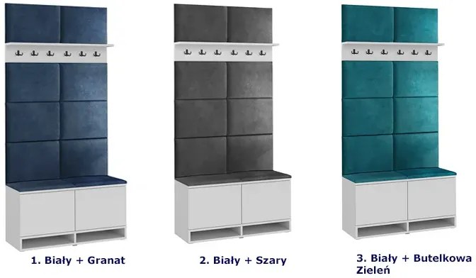 Nowoczesna garderoba do przedpokoju biały + butelkowa zieleń N8-K74