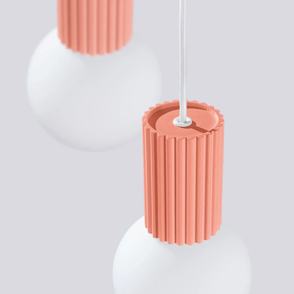 Lampa wisząca HALO 3P brzoskwiniowa ryflowana SOLLUX  LIGHTING