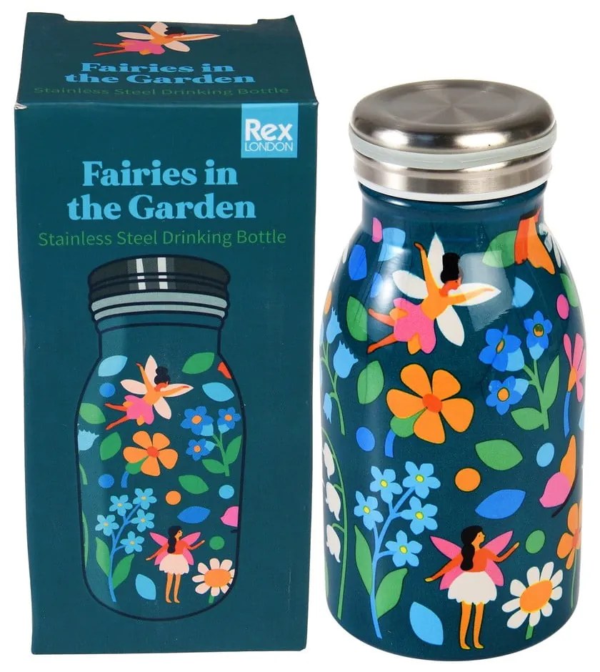 Niebieska butelka dla dzieci ze stali nierdzewnej 250 ml Fairies in the Garden – Rex London
