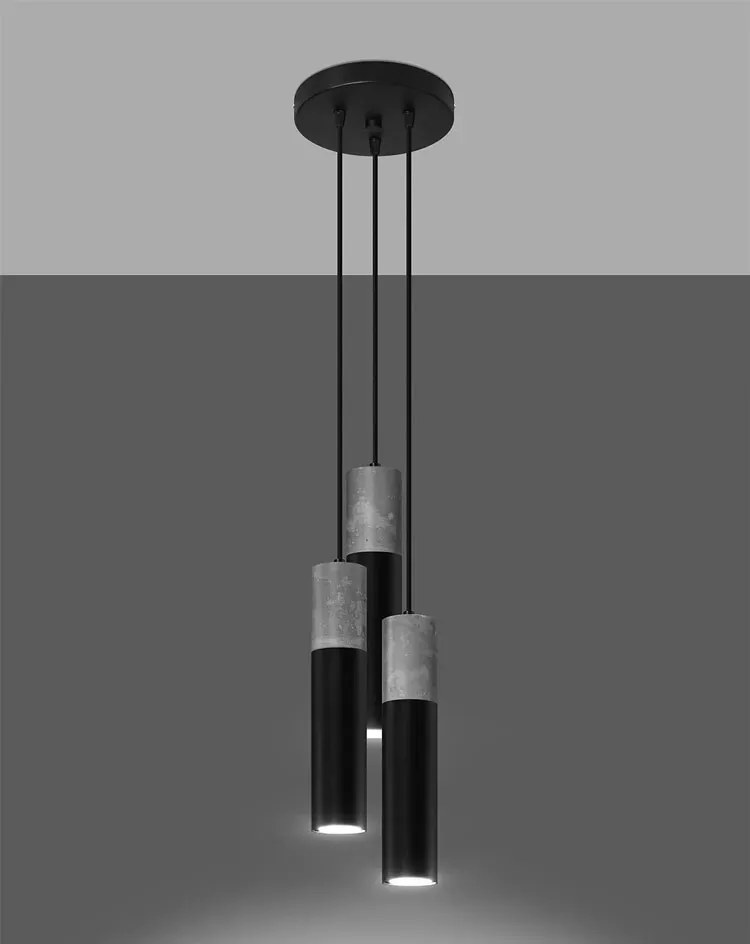 Czarna industrialna lampa wisząca tuba - S756 B1-N15