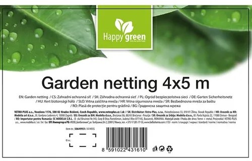 Happy Green Siatka ochronna do ogrodu przeciwkoptakom, 4 x 5 m