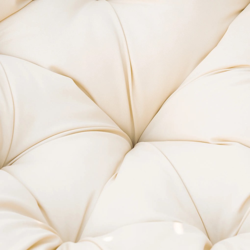 Outsunny Fotel Papasan Obrotowy z Poduszką Rattan Sztuczny Rama Metalowa Beżowy Komfort i Styl | Aosom PL