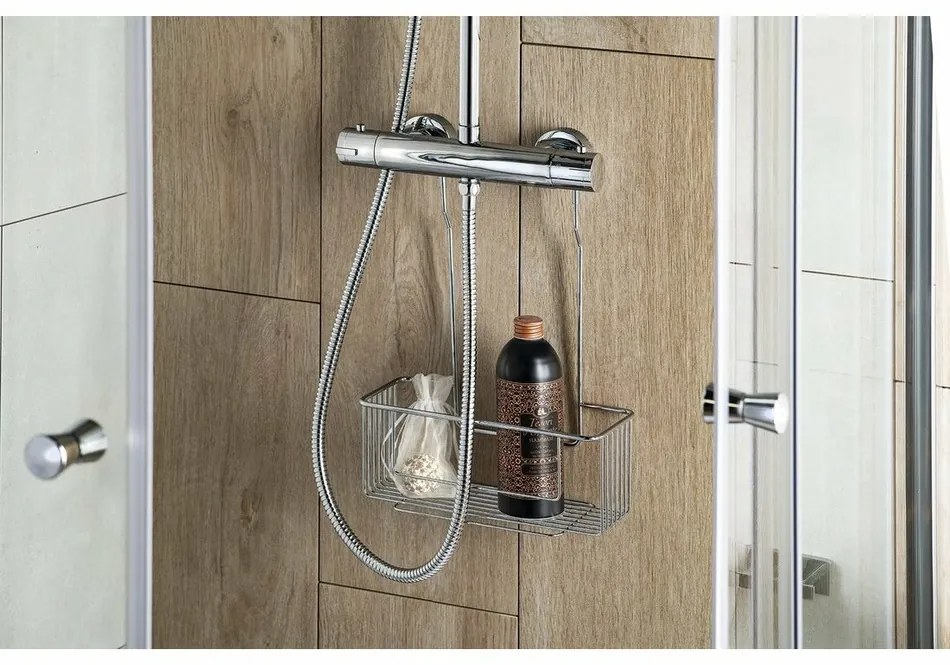 AQUALINE 37006 Chrom line półka zawieszana na baterii prysznicowej, srebrny