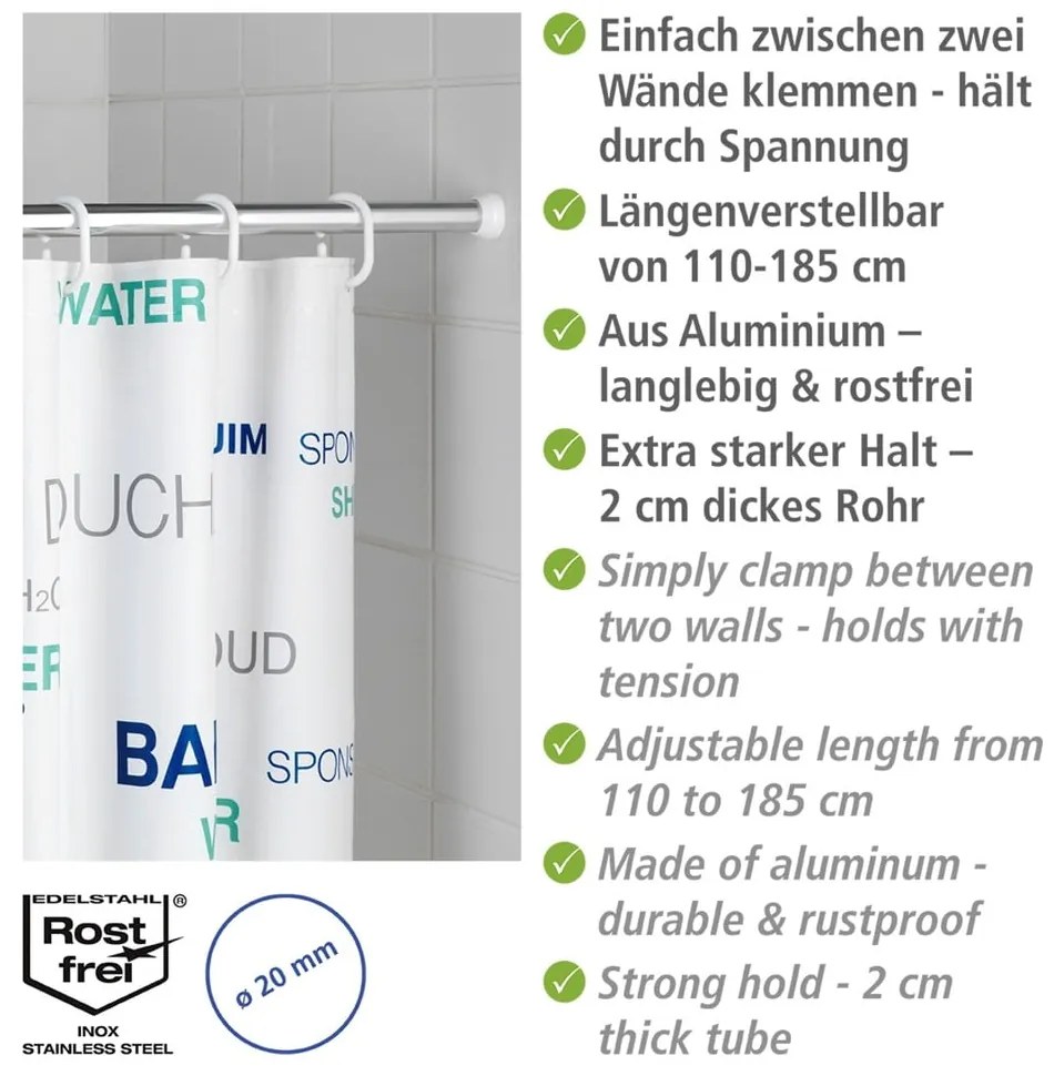 Drążek na zasłonę prysznicową w kolorze srebra 110 - 185 cm – Wenko