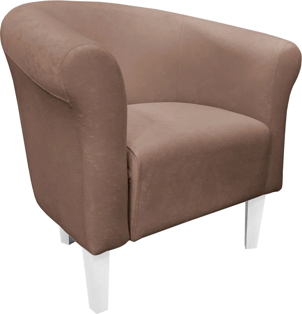 Fotel Milo tkanina Mikrofaza stylowy fotel do salonu i sypialni : Kolor nogi - Biała, Kolor tkaniny - 3 MIKROFAZA, Wysokość nogi - 20 cm