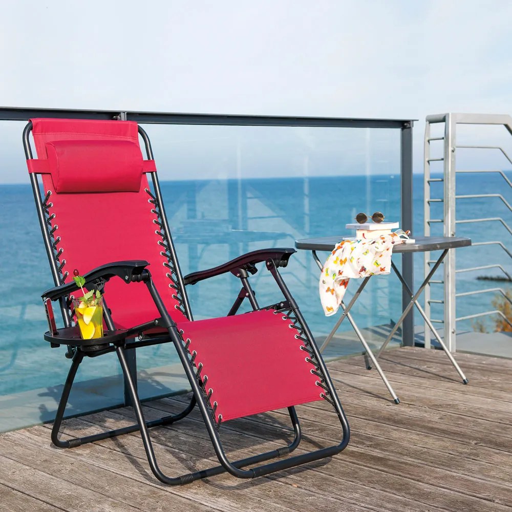 Fotel ogrodowy rozkładany Relax bordowy PATIO