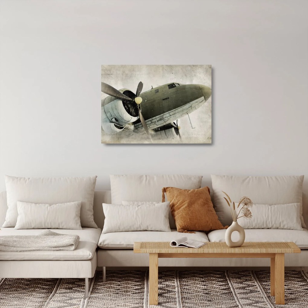 Obraz na szkle - Stary samolot śmigłowy (70x50 cm)