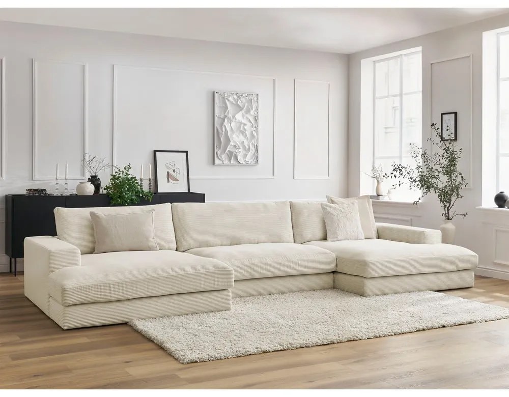 Beżowy sztruksowy narożnik (w kształcie litery U) Leonard – Bobochic Paris