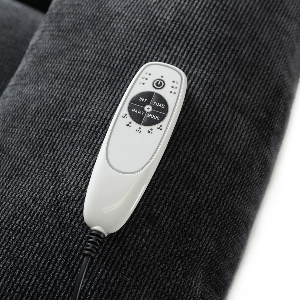 Fotel Masujący JASPER Elektryczny Rozkładany z Podnóżkiem Ciemnoszary Nowoczesny