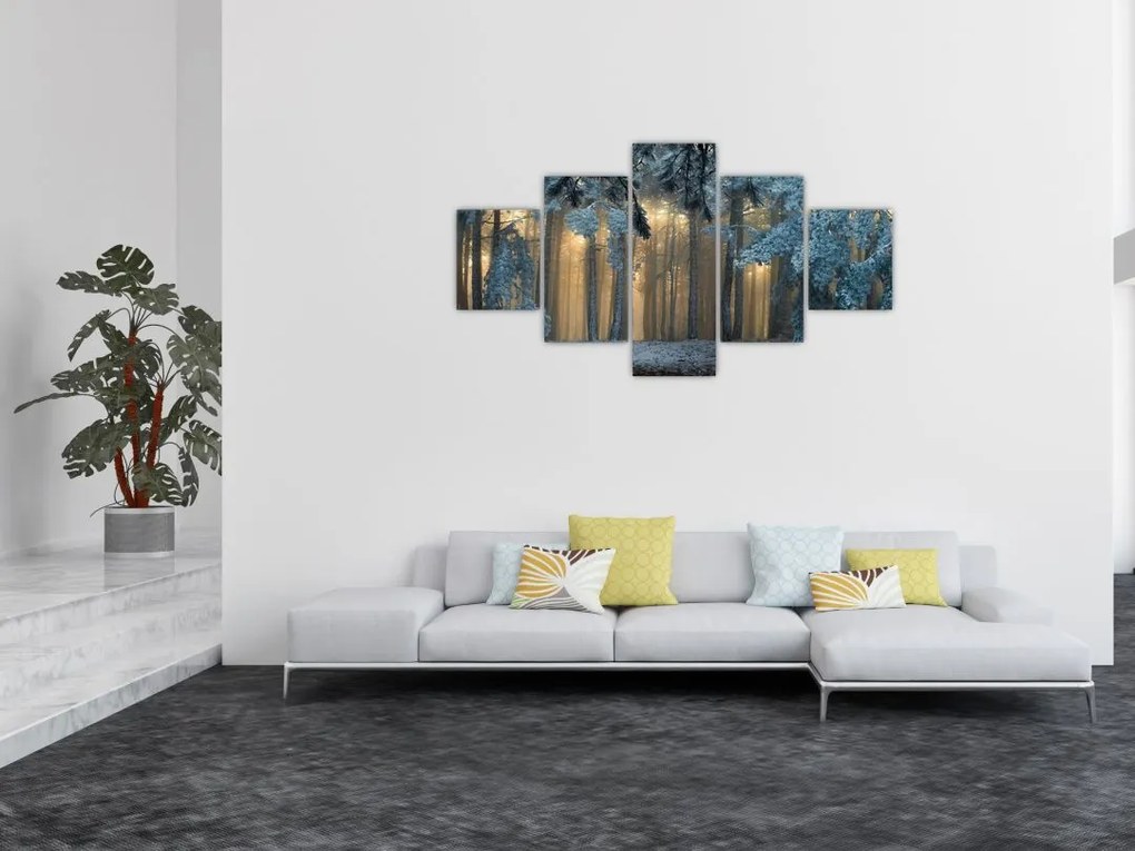 Obraz zaśnieżonego lasu (125x70 cm)