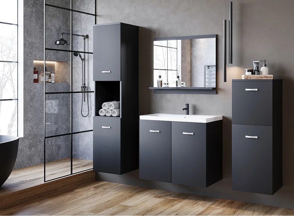 MINIO go for it, Meble łazienkowe MALAGA w kolorze czarny grafit