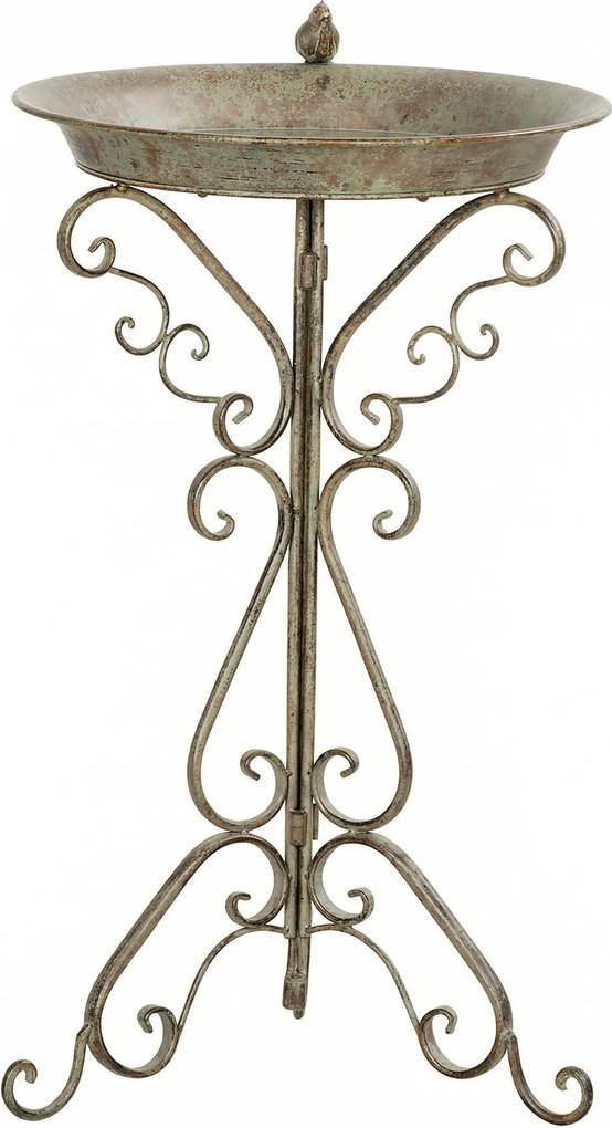 Outsunny Poidełko z figurką ptaka i ozdobnym stojakiem, vintage'owa miska dla ptaków do ogrodu, zielona | Aosom PL