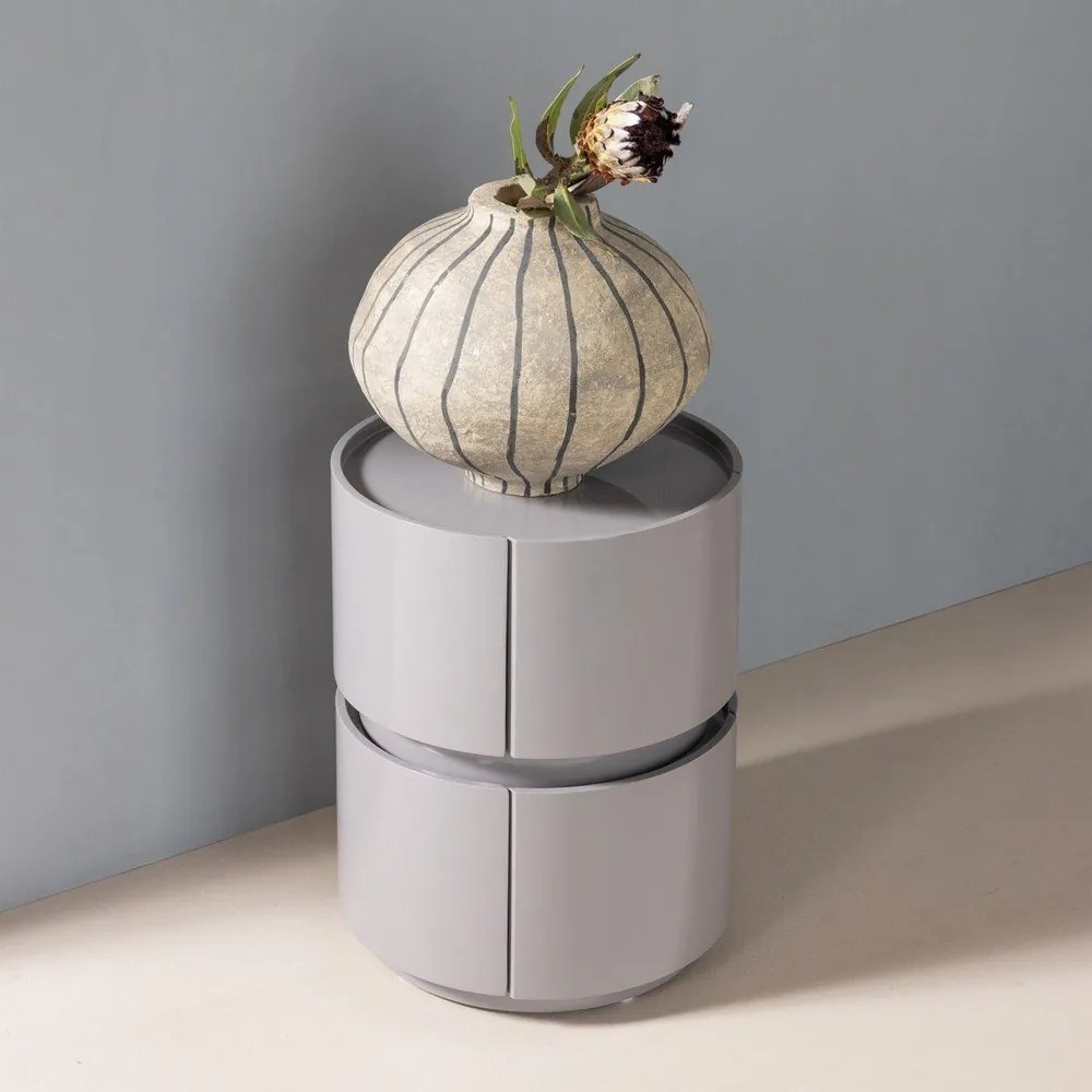 Jasnoszara szafka nocna z połyskiem Lunex – WOOOD