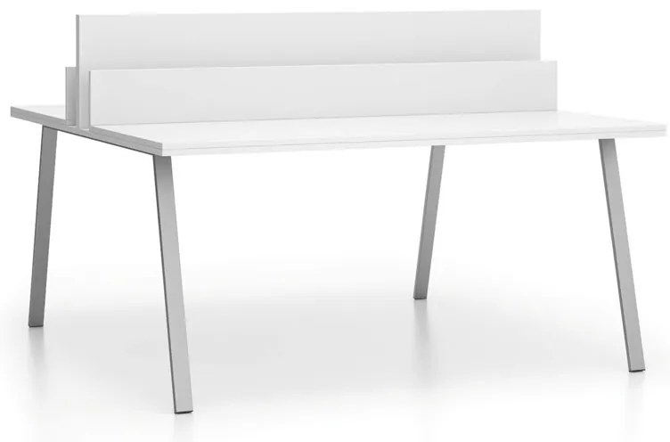 Biurko DOUBLE LAYERS, z przegrodami, biały