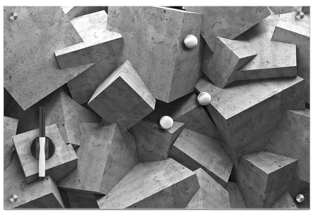 Szklana tablica magnetyczna Cubes + 3 magnesy, 60x40 cm, ZELLER