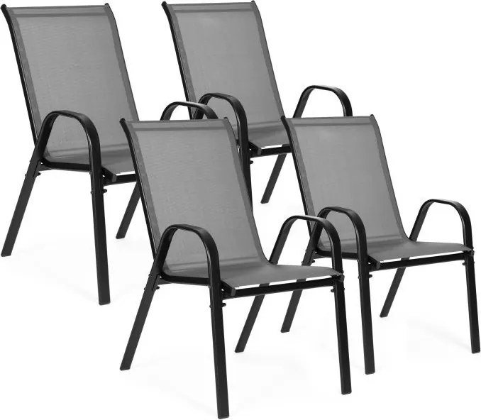 Zestaw 4 krzeseł ogrodowych sztaplowanych Isla 092, szary