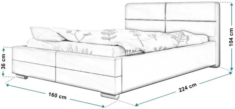 Dwuosobowe łóżko z pojemnikiem 140x200 Erli 3X - 36 kolorów
