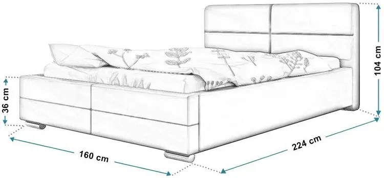 Dwuosobowe łóżko z pojemnikiem 140x200 Oliban 3X - 36 kolorów