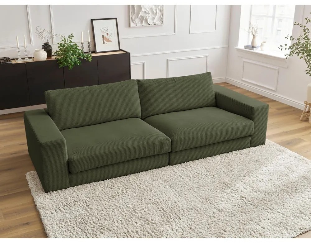 Zielona sztruksowa sofa 274 cm Leonard – Bobochic Paris