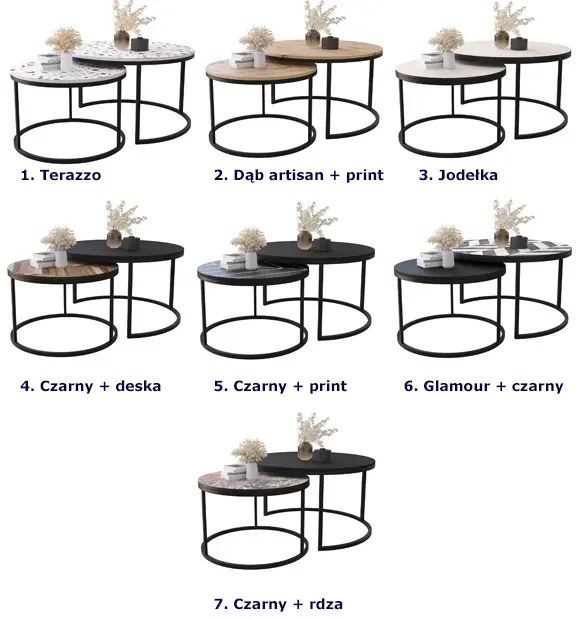 Dwuczęściowy stolik kawowy glamour + czarny S1-B74