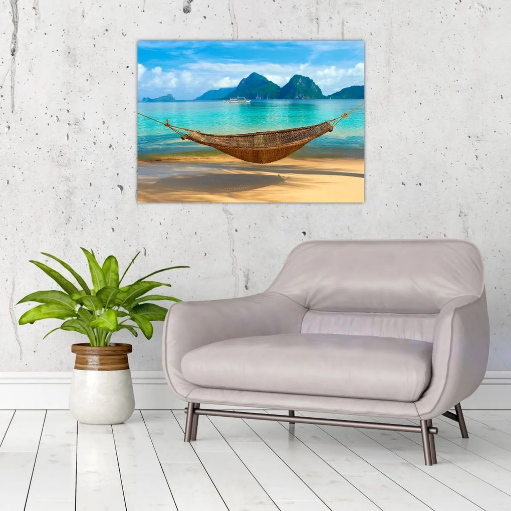 Obraz - Hamak na plaży (70x50 cm)