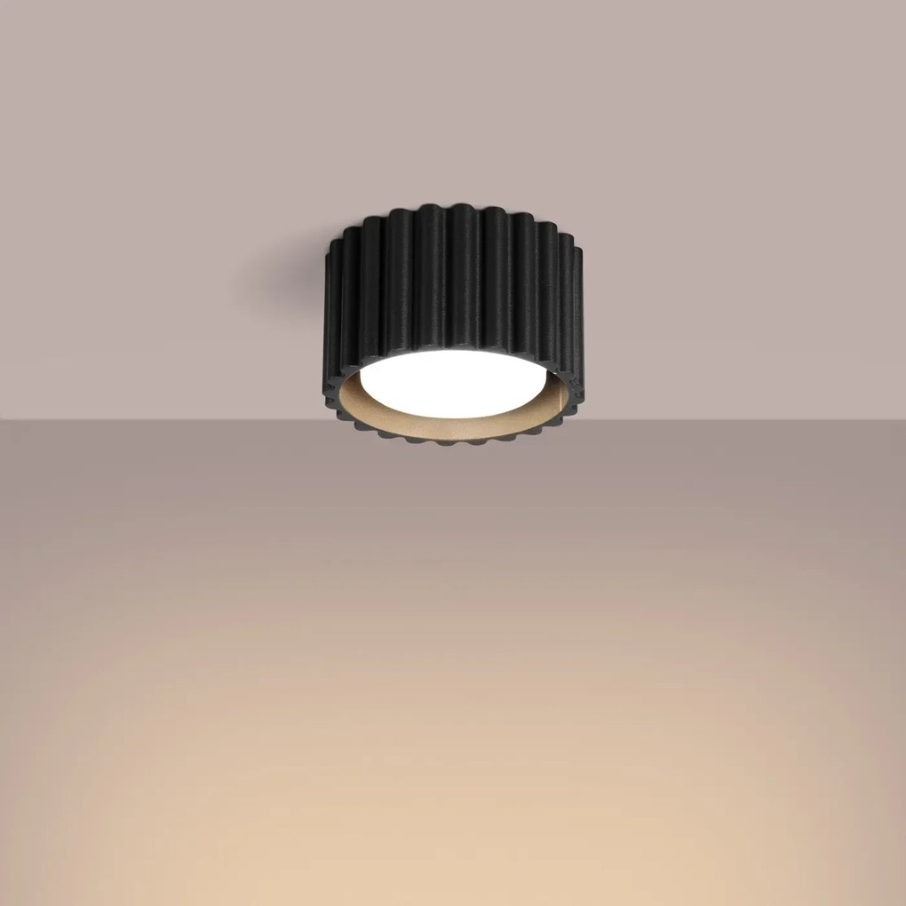 Plafon AURA 1 czarny GX53 ryflowany SOLLUX LIGHTING