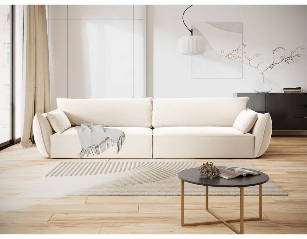 Beżowa aksamitna sofa 248 cm Vanda – Mazzini Sofas