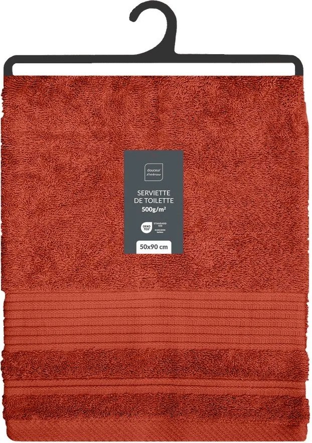 Ceglasty bawełniany ręcznik frotte 50x90 cm Tendresse – douceur d'intérieur