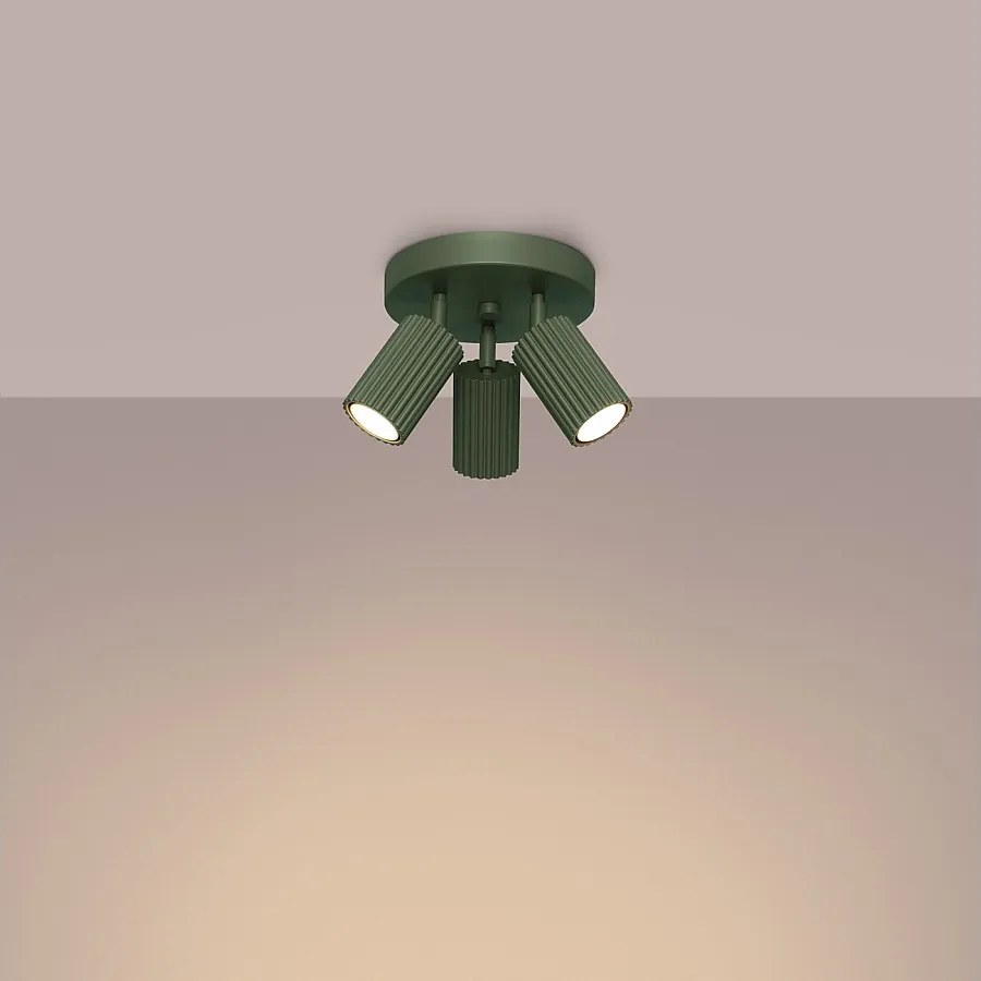 Lampa sufitowa minimalistyczny Gloow, aluminium - 3 źródło światła 3000K - L.19.5 x H.18 cm - zielony oliwkowy