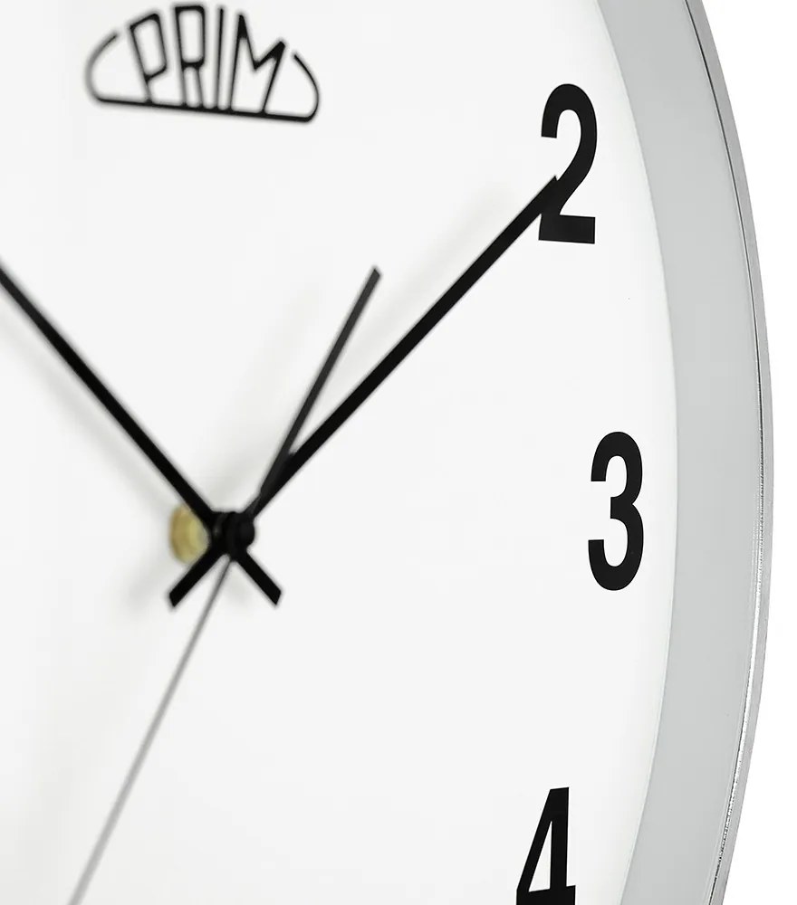 Metalowy zegar srebrny PRIM Alfa ∅ 400 × 40 mm