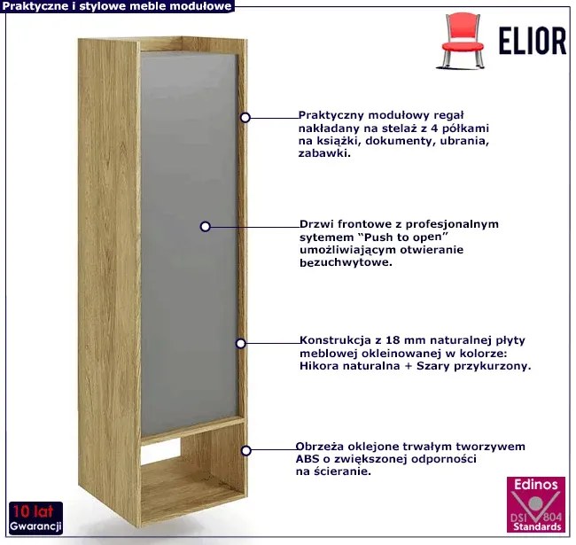 Regał modułowy hikora + szary przykurzony F4-M65