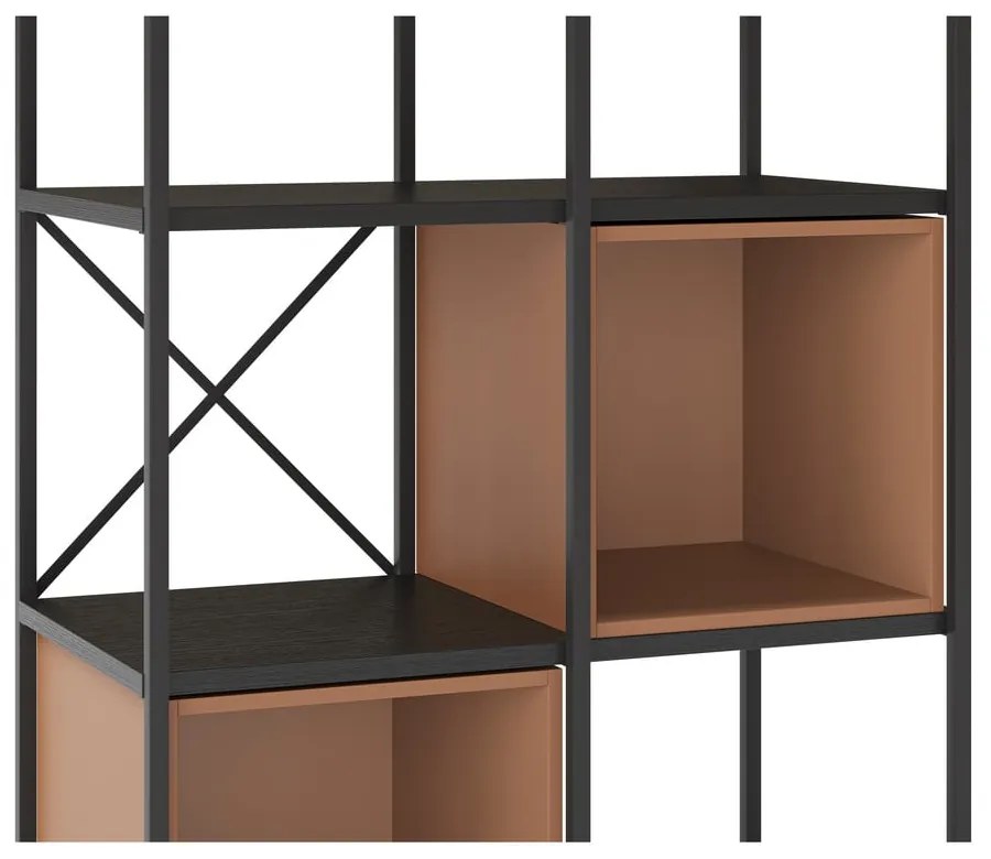 Czarno-ceglasty regał 71x179 cm Anya – Marckeric