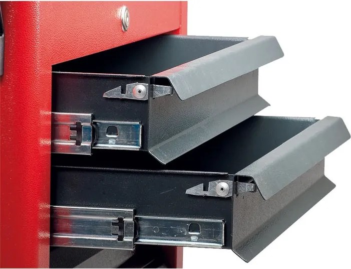 Warsztatowy wózek narzędziowy na kółkach GD, 5 szuflad, 940 x 600 x 440 mm, grafitowy / czerwony