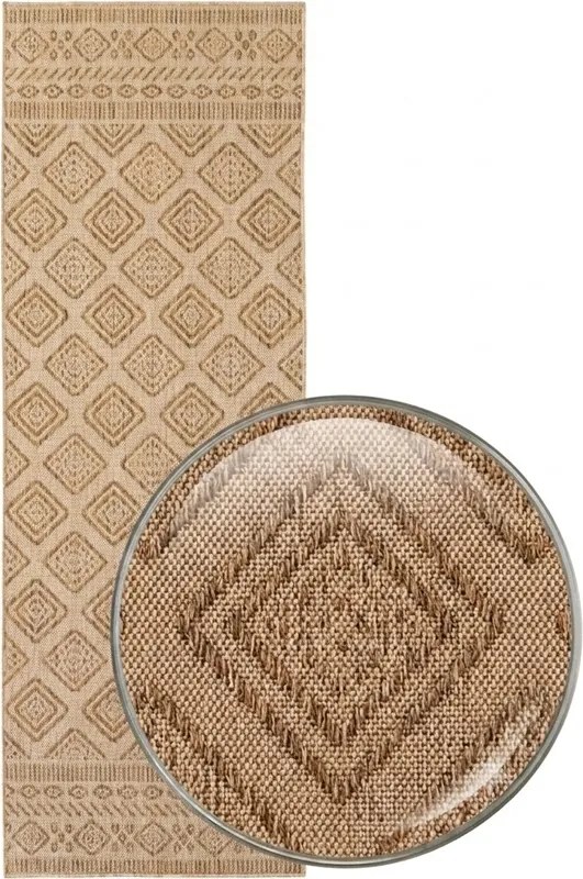 Dywan uniwersalny MIRA Romby Beżowo Brązowe 80 cm x 250 cm