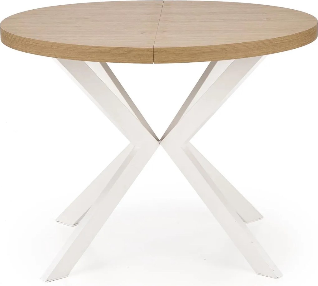 Okrągły rozkładany stół do jadalni Peroni dąb złoty / biały