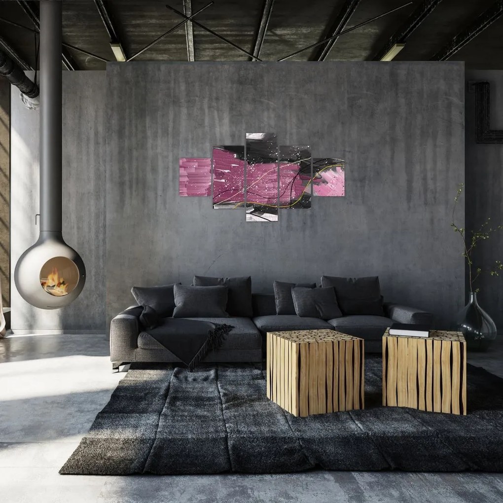 Obraz - Różowo - czarna abstrakcja (125x70 cm)