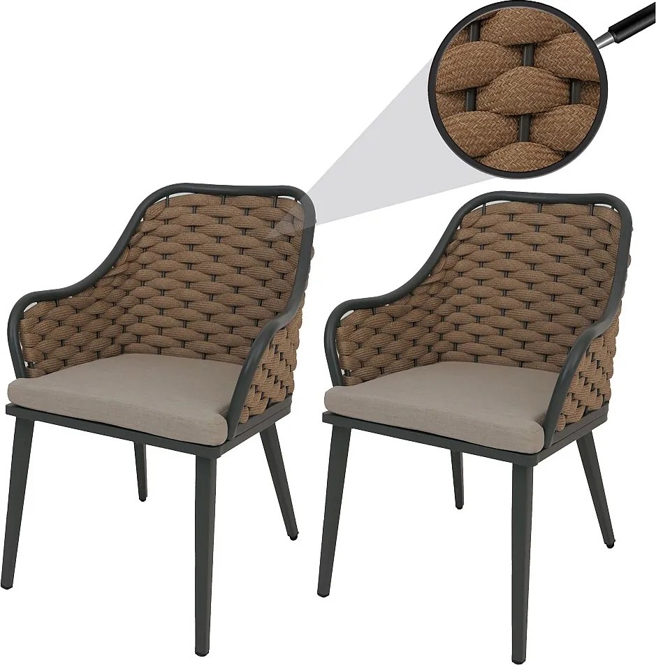 Krzesło ogrodowe MCW-O16 (zestaw 2 sztuk),  beżowa poduszka jasnobrązowa