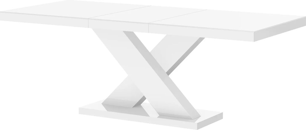 Stół rozkładany w wysokim połysku Xenon z białym blatem na białej nodze