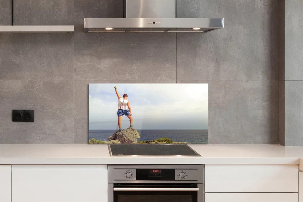 Szklany Panel Człowiek nad Morzem pod Niebem