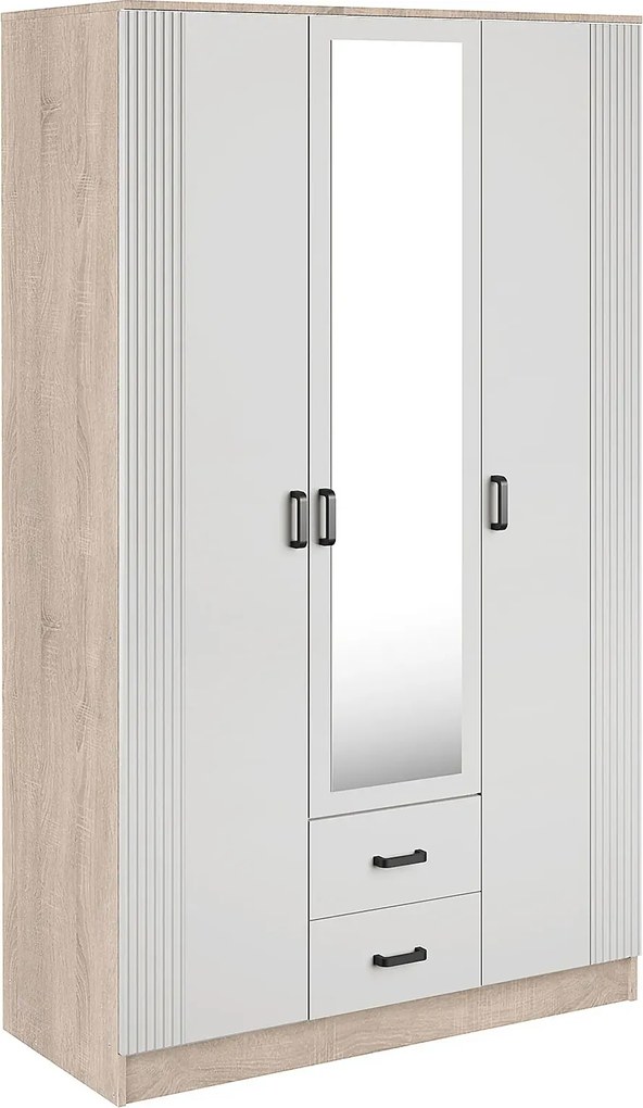 Szafa skandynawska z lustrem dąb sonoma + biały B2-F14