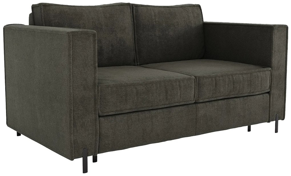 Kanapa 3-osobowa rozkładana typu express z zieloną teksturowaną tapicerką - Miejsce do spania 140 cm - Materac 14 cm - ELORYA