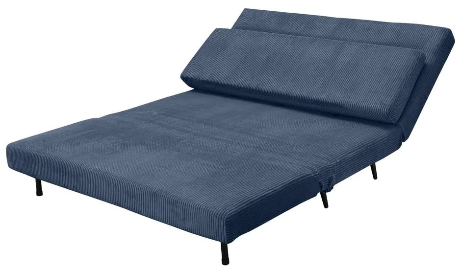 Niebieska sztruksowa rozkładana sofa 140 cm Mallory – Støraa