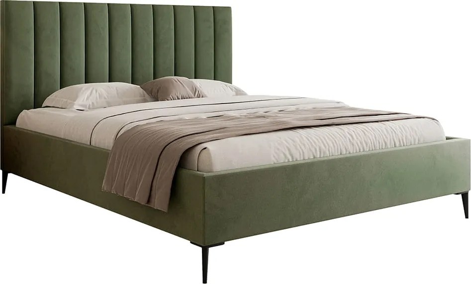 Łóżko tapicerowane NASTA SLIM z pojemnikiem na pościel na wysokich nóżkach