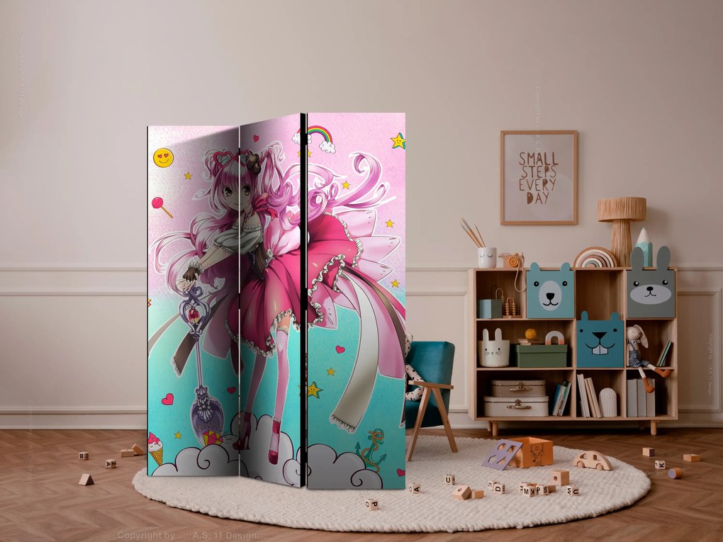 Parawan jednostronny Dla dzieci 135x172 cm 3-częściowy szary ARTGEIST B